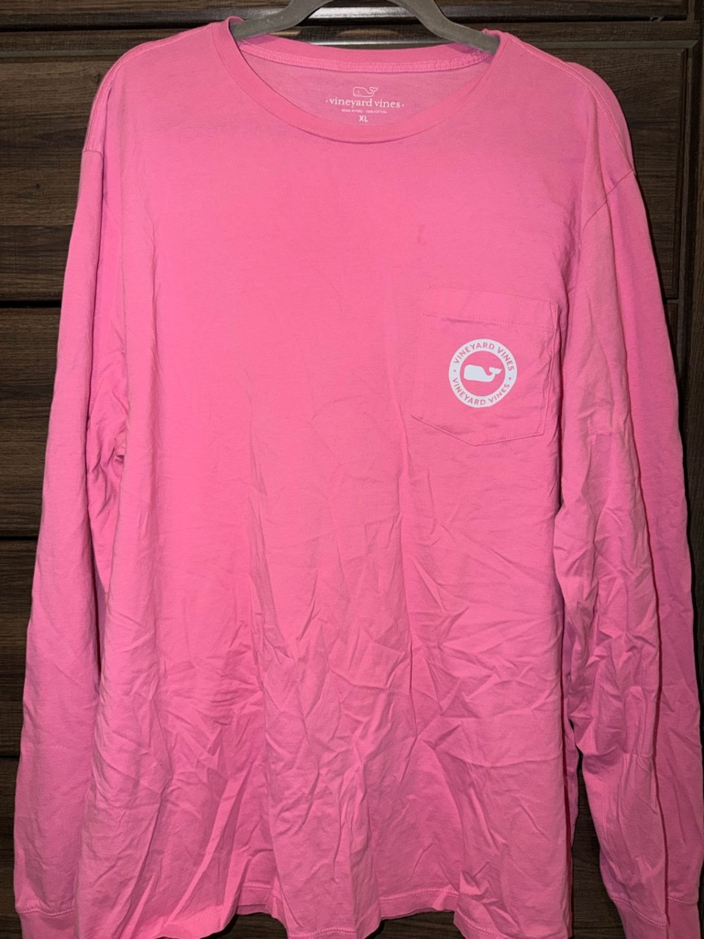 Vineyard Vines Hot Pink Pocket Logo Long Sleeve Tee